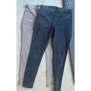 2 pairs of HUE corduroy leggings Gray and beige Medium